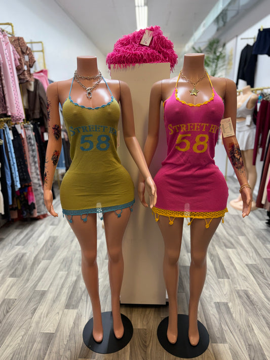 Street Heat ’58 Crochet Halter Mini Dress