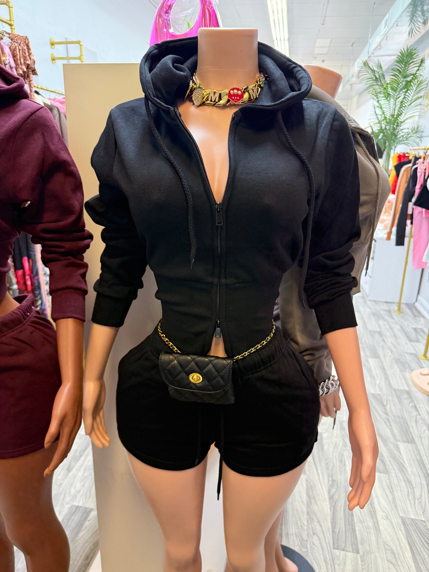 Off-Duty Luxe Cropped Hoodie Short Set
