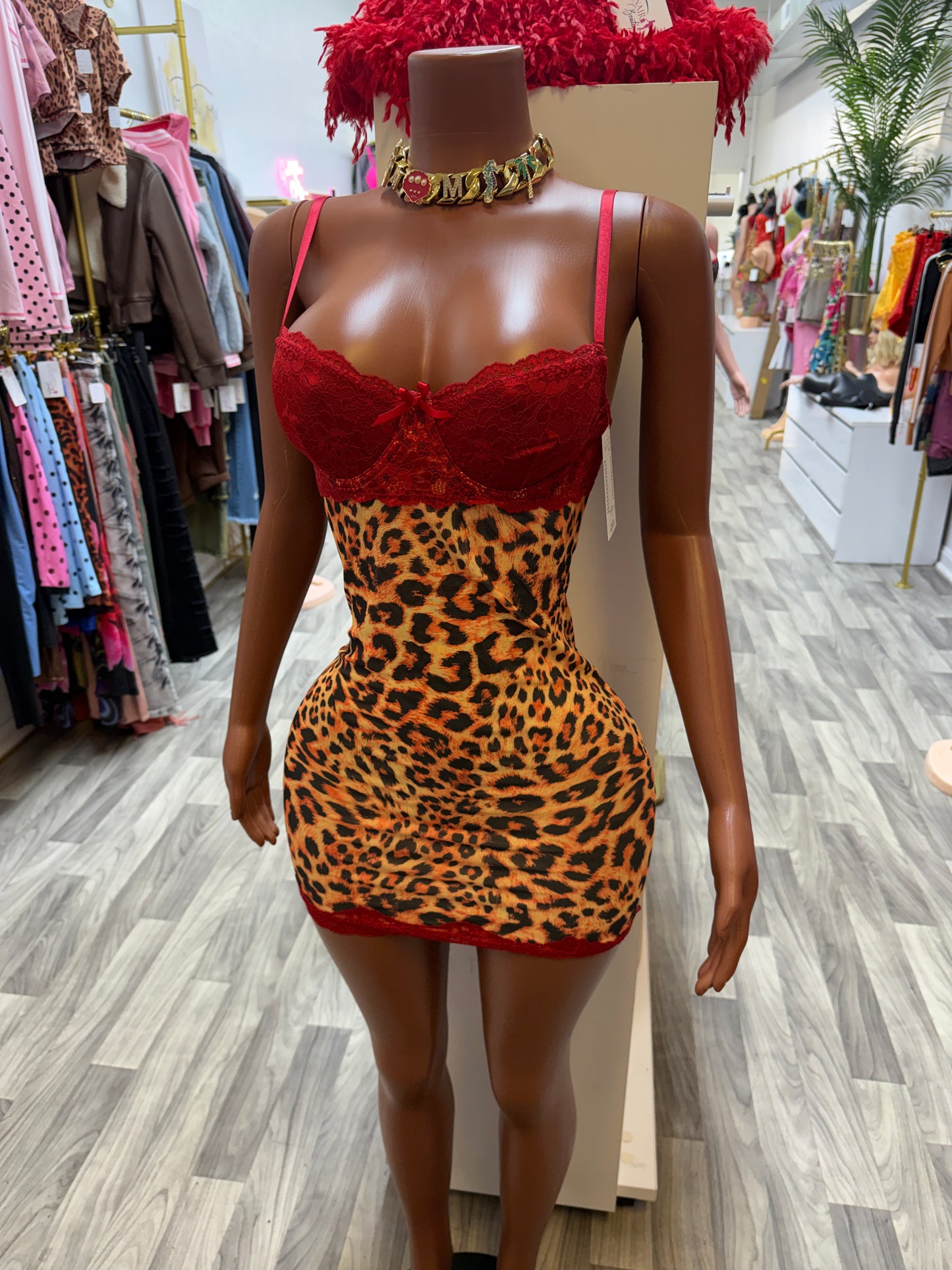 Wild Romance Lace Leopard Bodycon Mini Dress