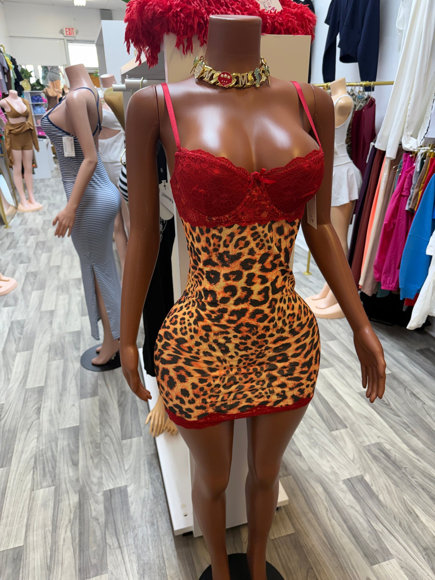 Wild Romance Lace Leopard Bodycon Mini Dress