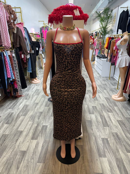 Fierce Attraction Leopard Print Maxi Bodycon Dress