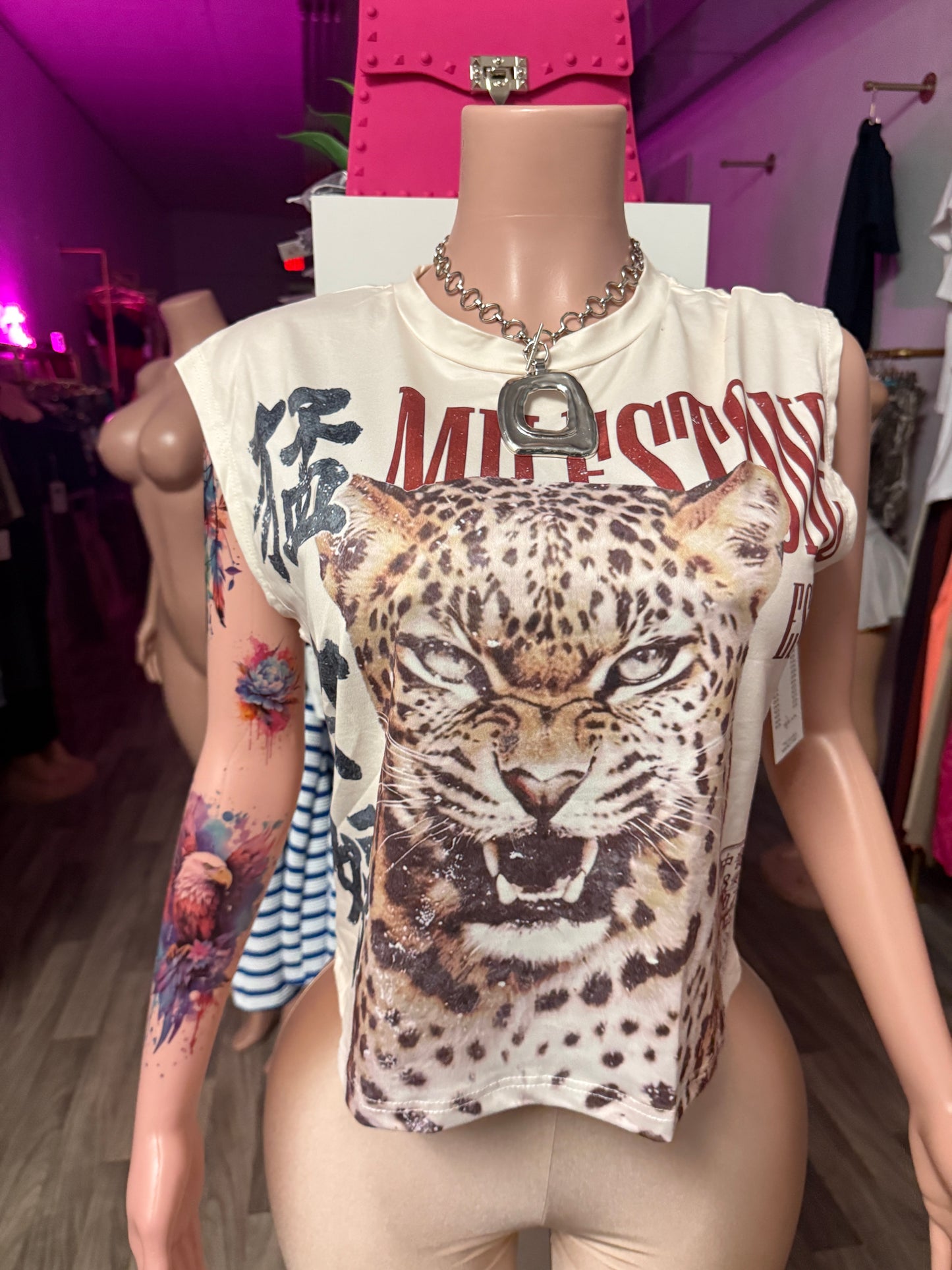 Wild Instinct Leopard Graphic Muscle Tee