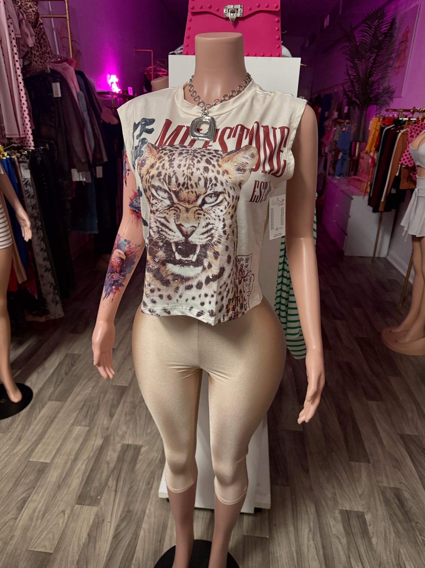 Wild Instinct Leopard Graphic Muscle Tee