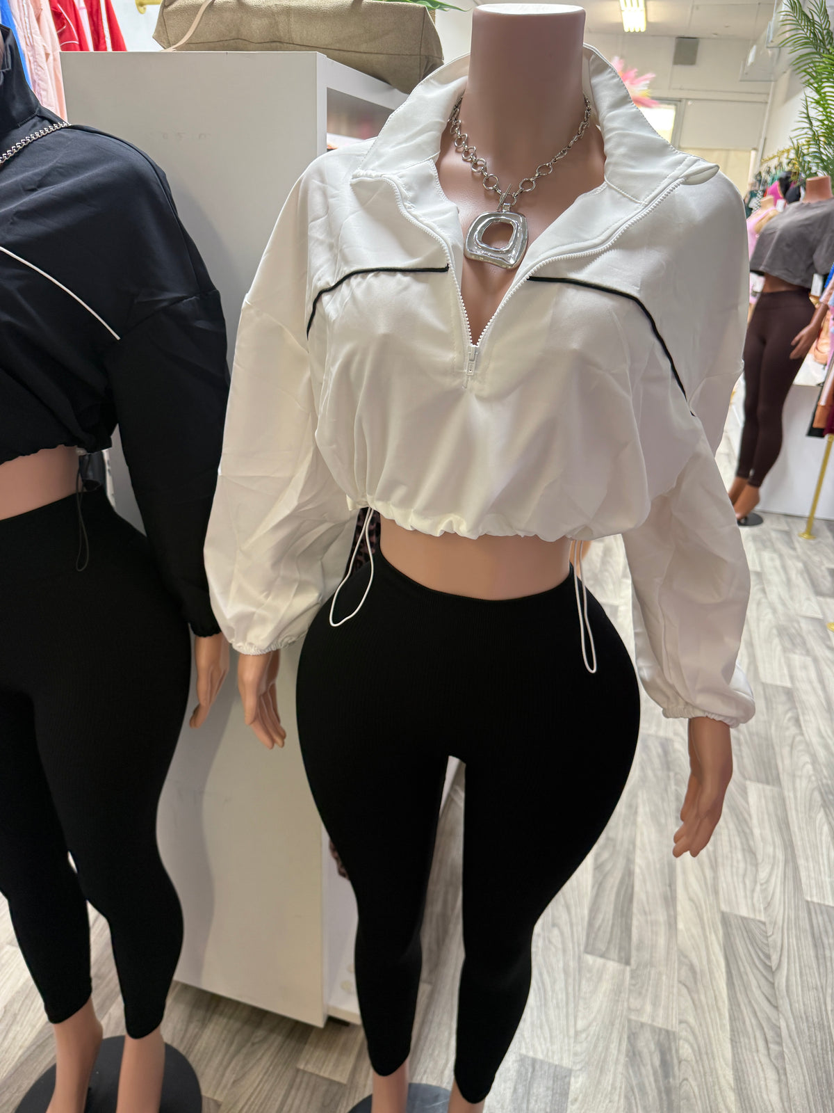 Jet Set Cropped Windbreaker & Ribbed Legging Set