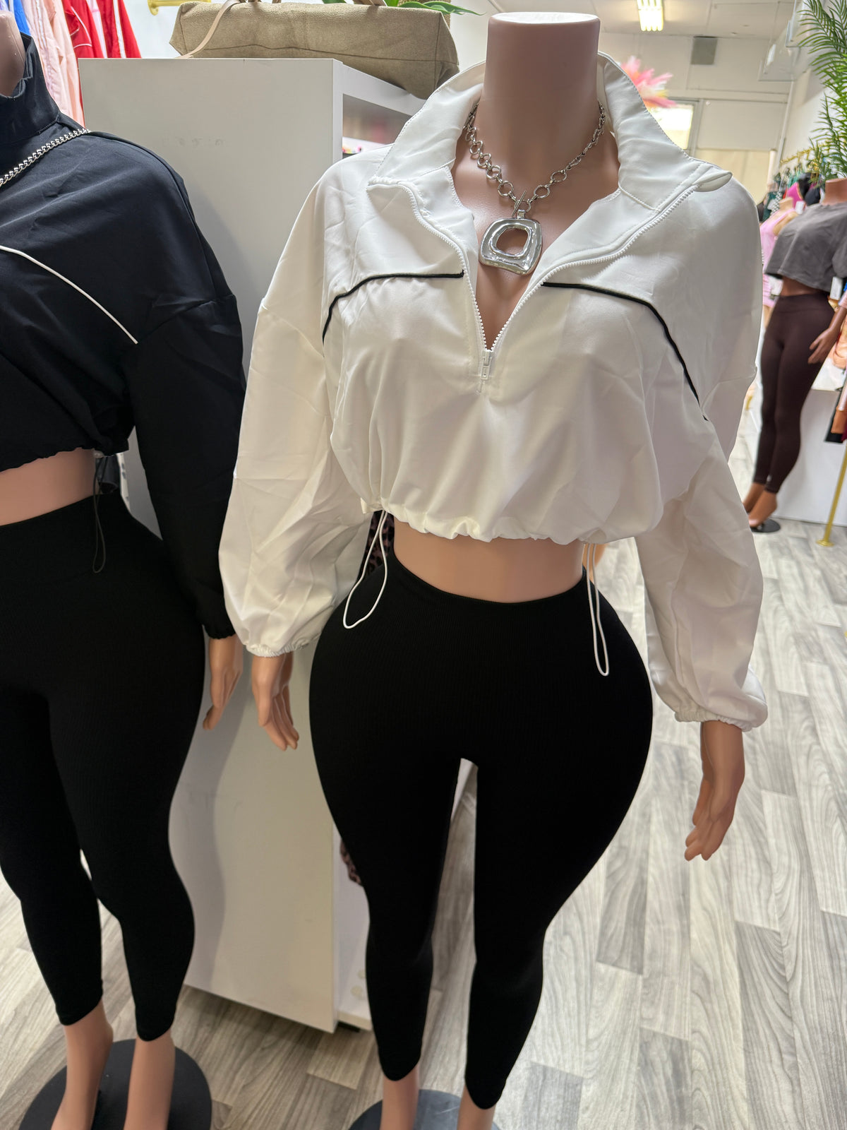 Jet Set Cropped Windbreaker & Ribbed Legging Set