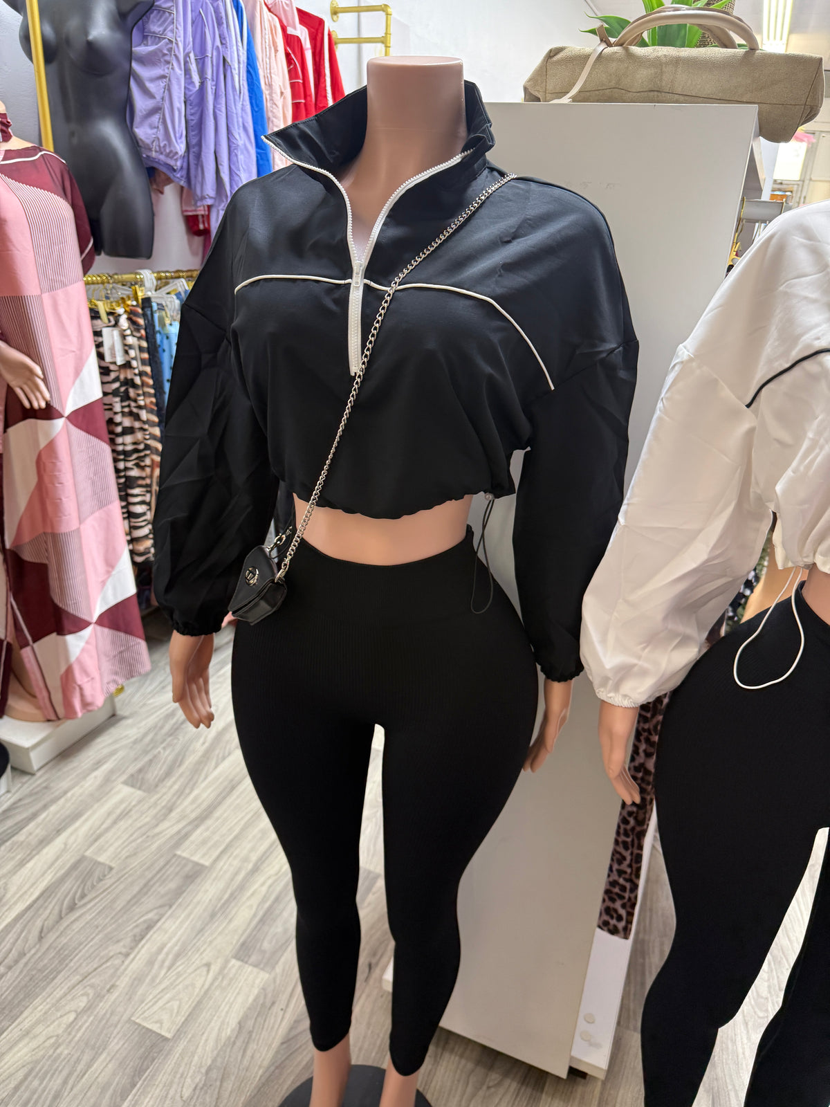 Jet Set Cropped Windbreaker & Ribbed Legging Set