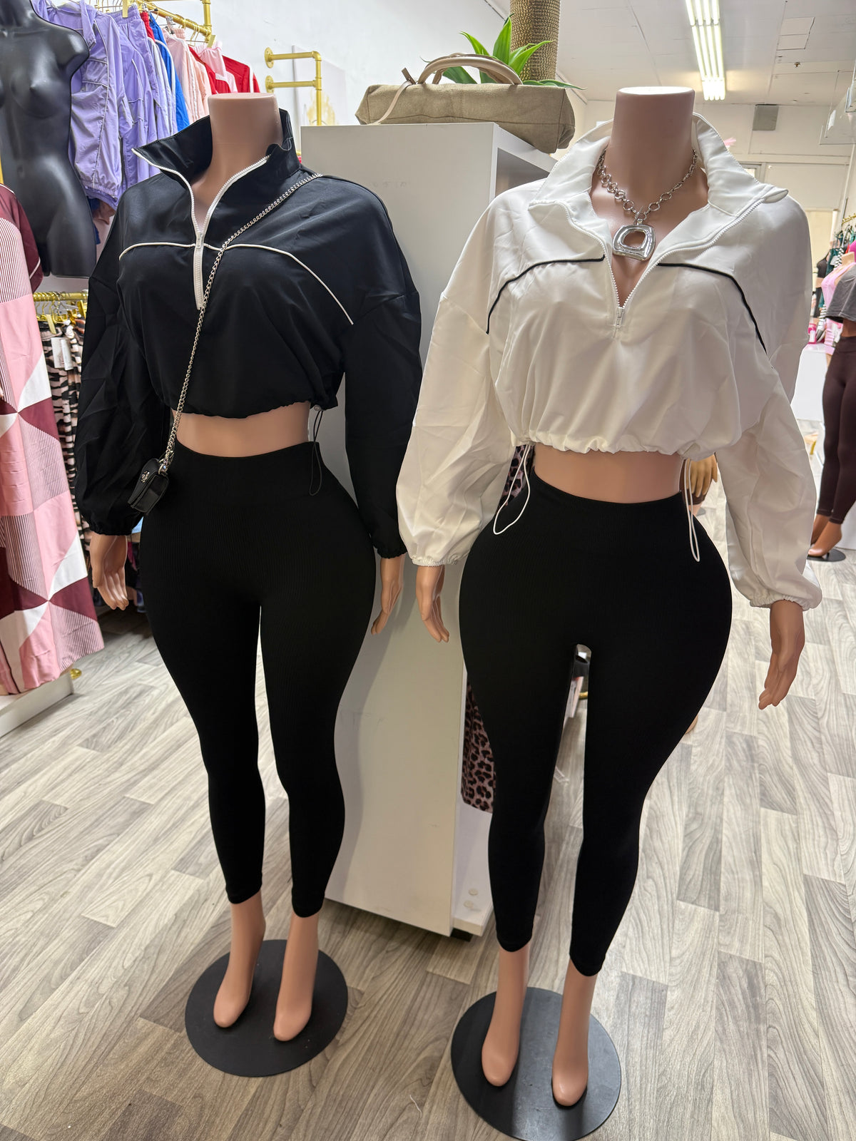 Jet Set Cropped Windbreaker & Ribbed Legging Set