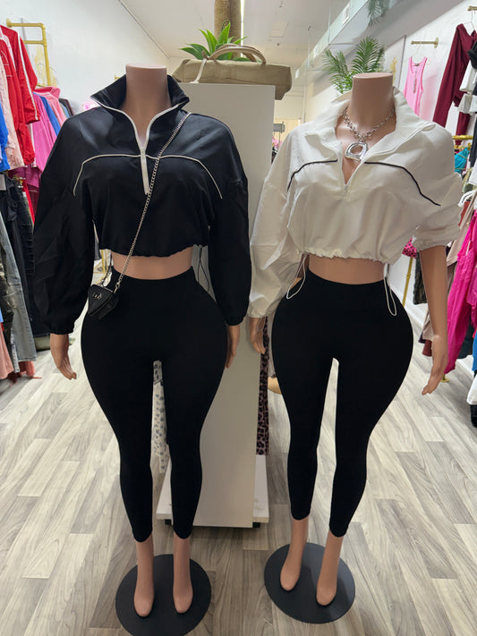 Jet Set Cropped Windbreaker & Ribbed Legging Set
