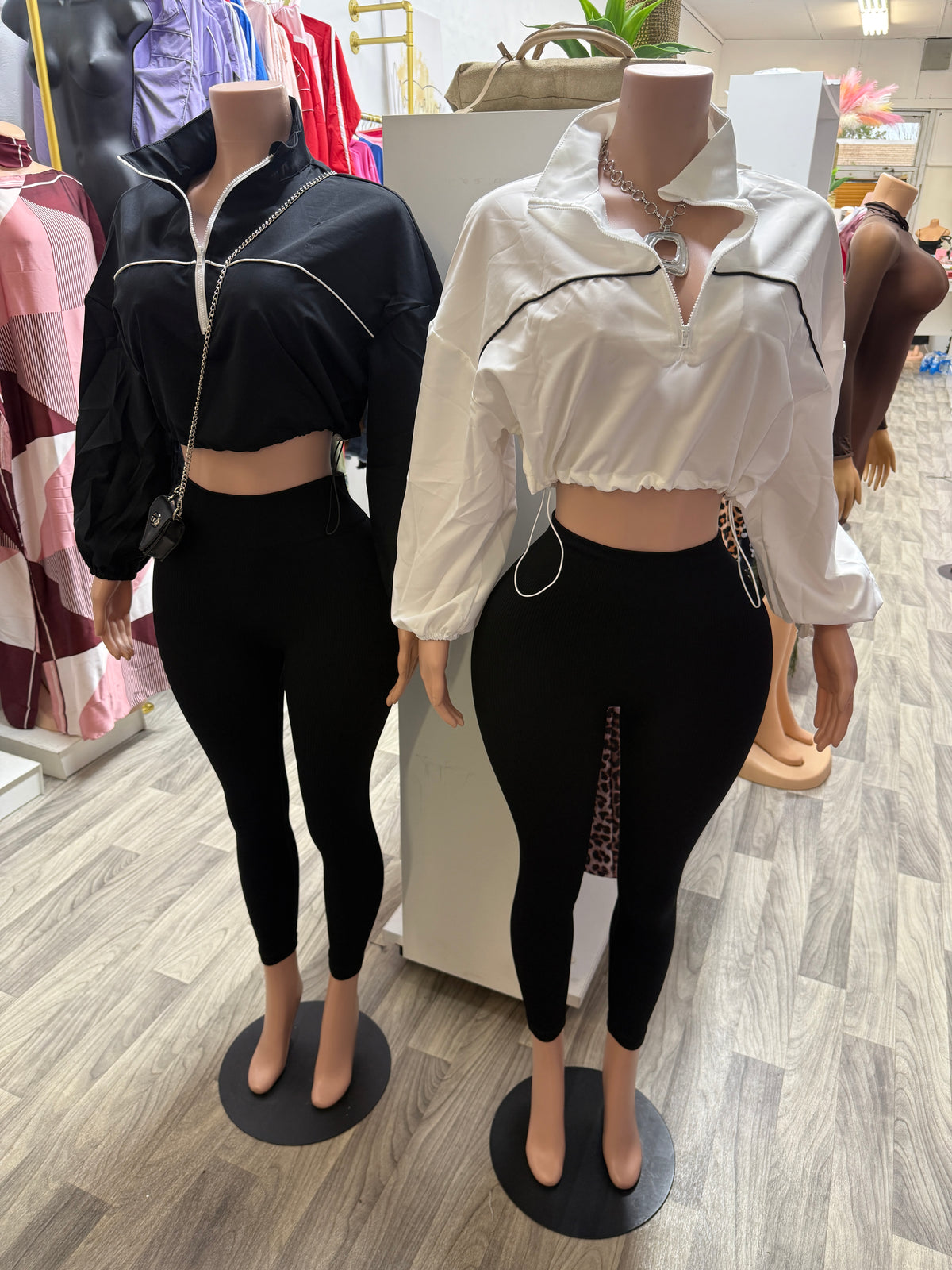 Jet Set Cropped Windbreaker & Ribbed Legging Set