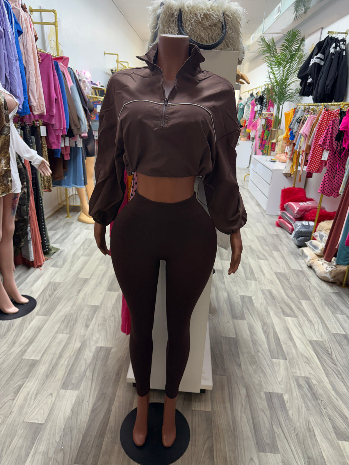 Jet Set Cropped Windbreaker & Ribbed Legging Set