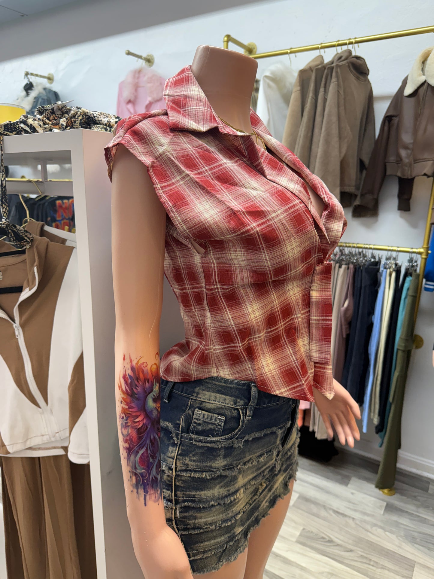 Country Baddie Plaid Corset Style Top