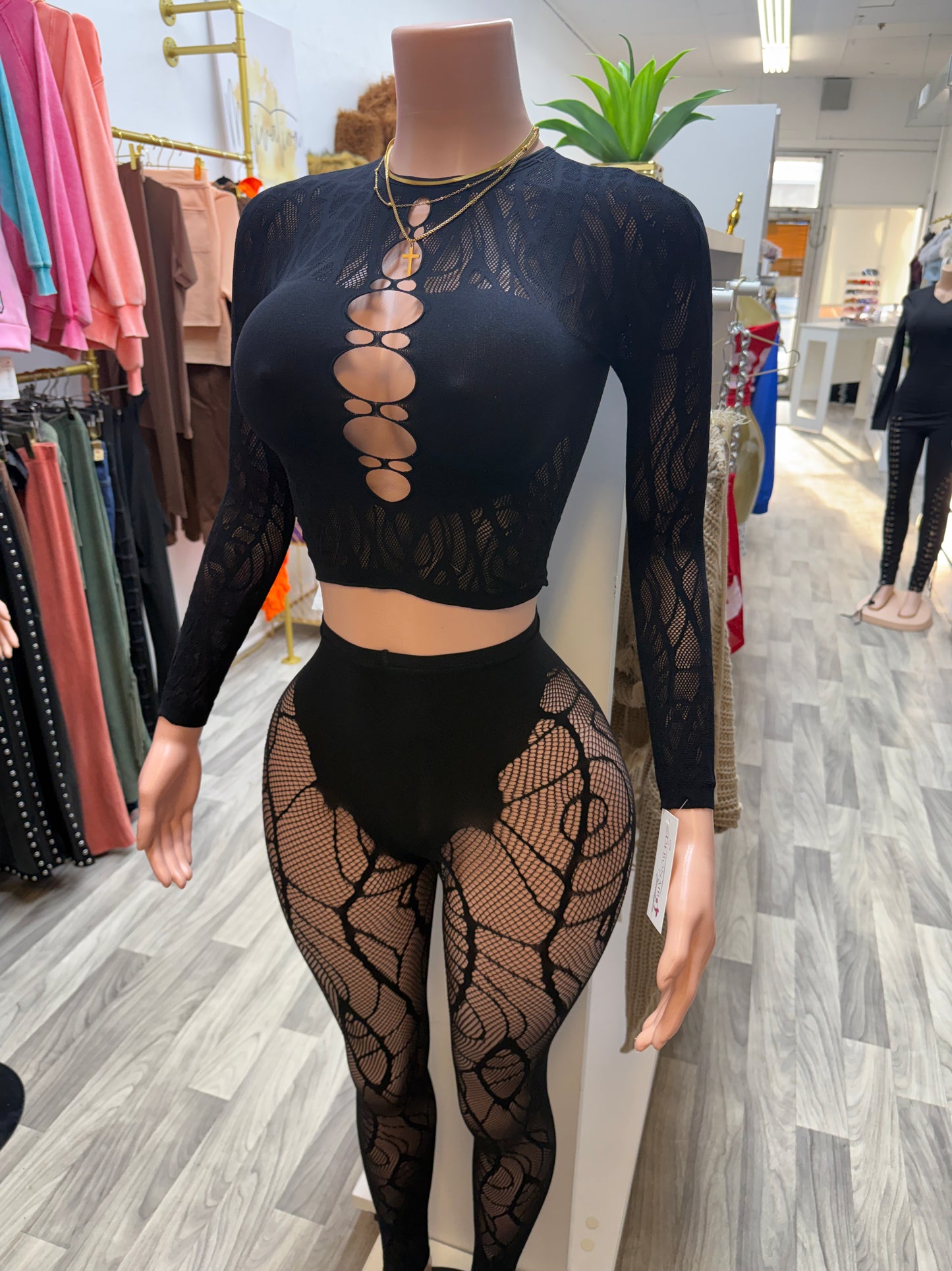 Snatched Illusion Mesh 2-Piece Set (One Size)