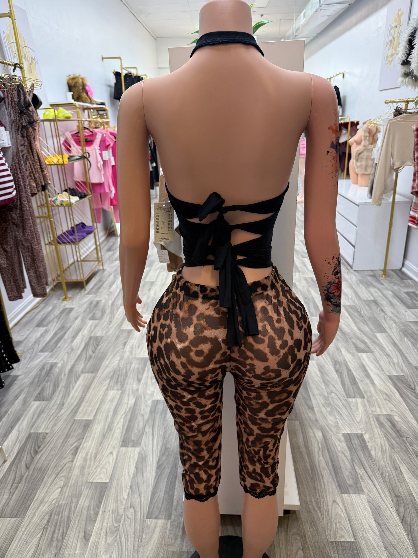Fastback Baddie Custom Cut Graphic Halter Top – Lace-Up Back Streetwear Tee