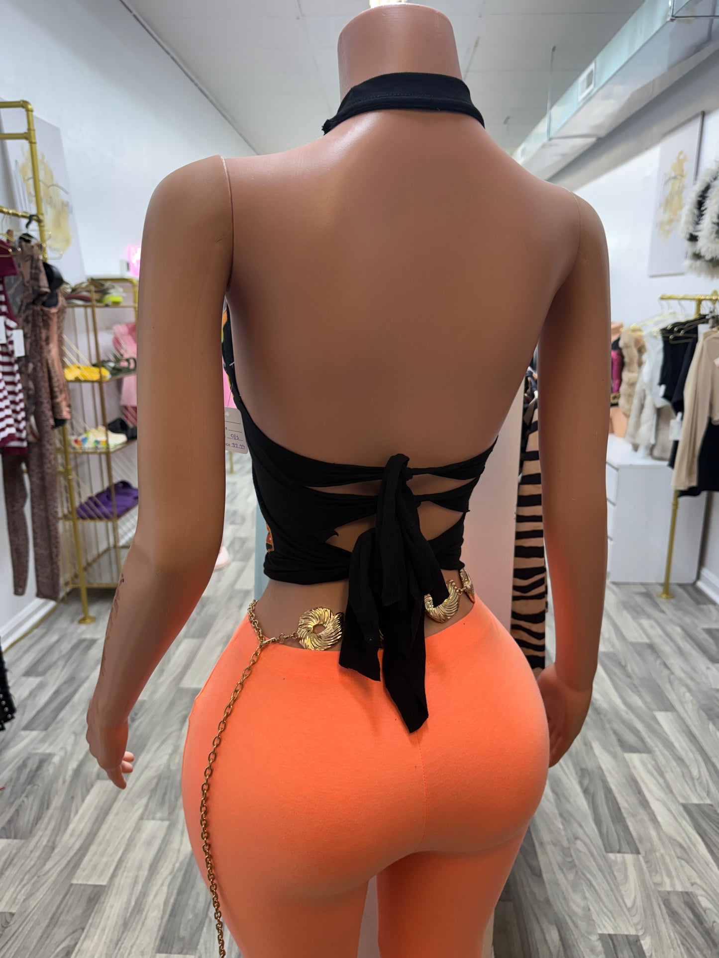 Speed Racer Custom Cut Halter Graphic Top – Lace-Up Back Statement Tee