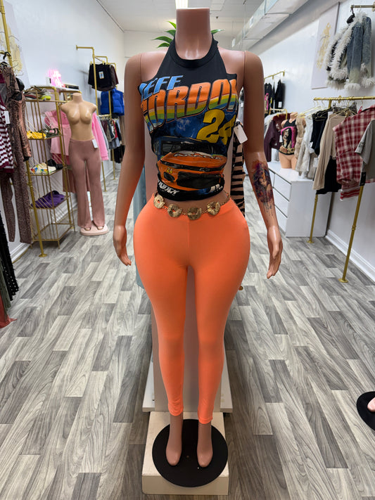 Speed Racer Custom Cut Halter Graphic Top – Lace-Up Back Statement Tee