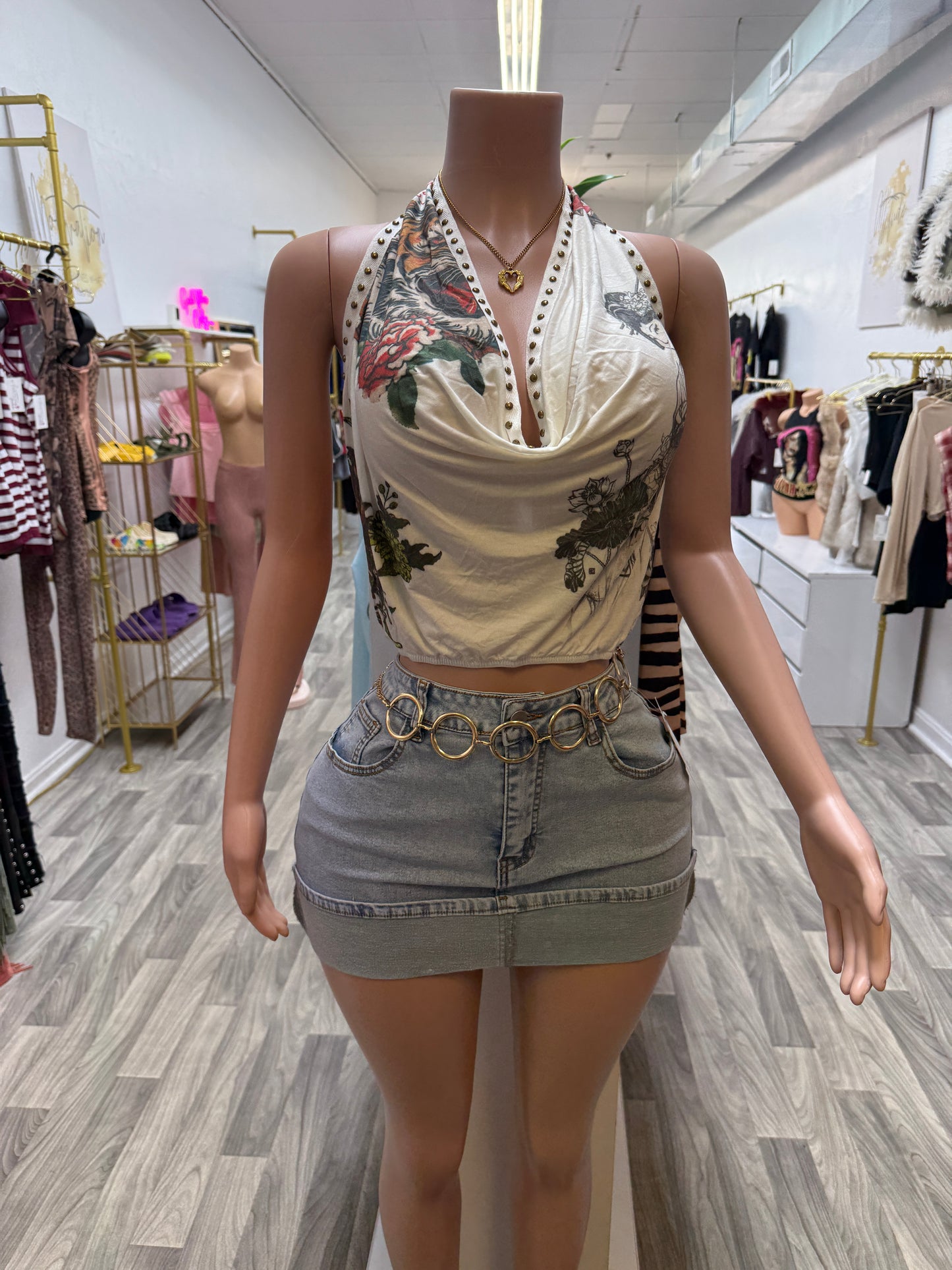 Snatched Fit Stretch Denim Mini Skirt – Curve Hugging High Waist