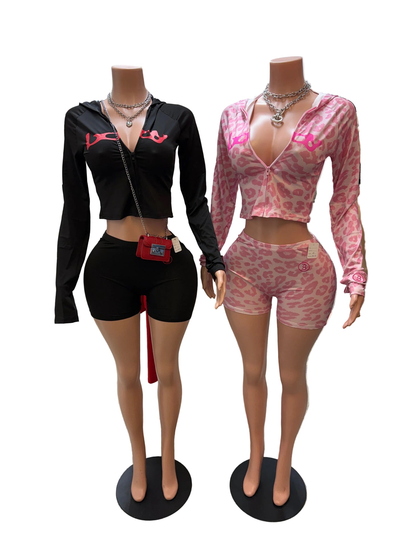 Off-Duty Baddie Zip-Up Set – Sculpting Fit (2-Piece Shorts Set)