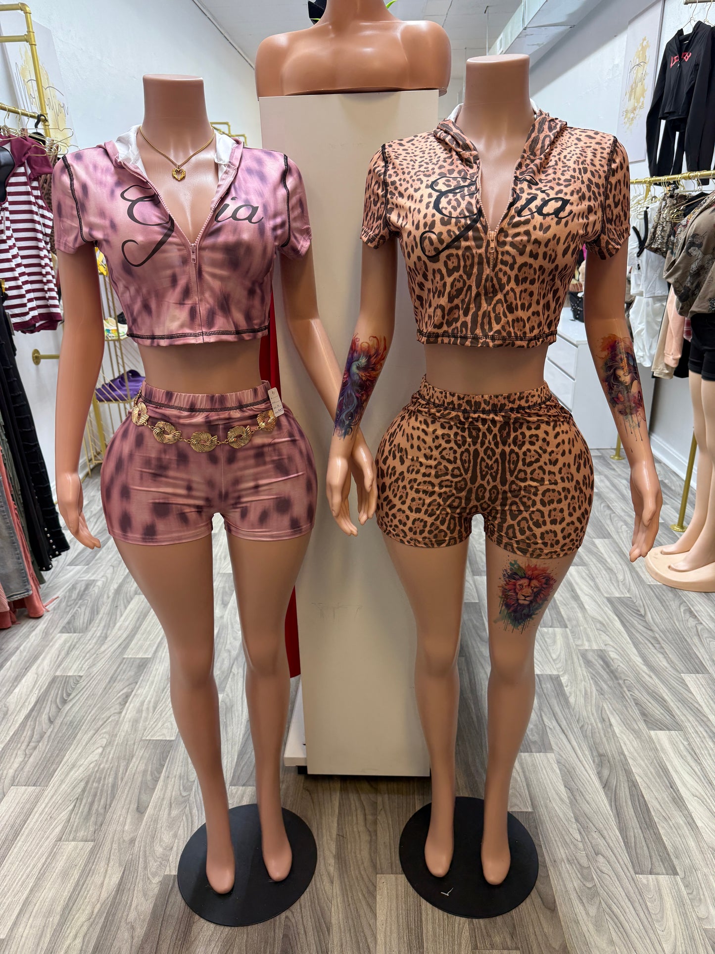 Wild Side Zip-Up Short Set – Hooded 2-Piece Outfit