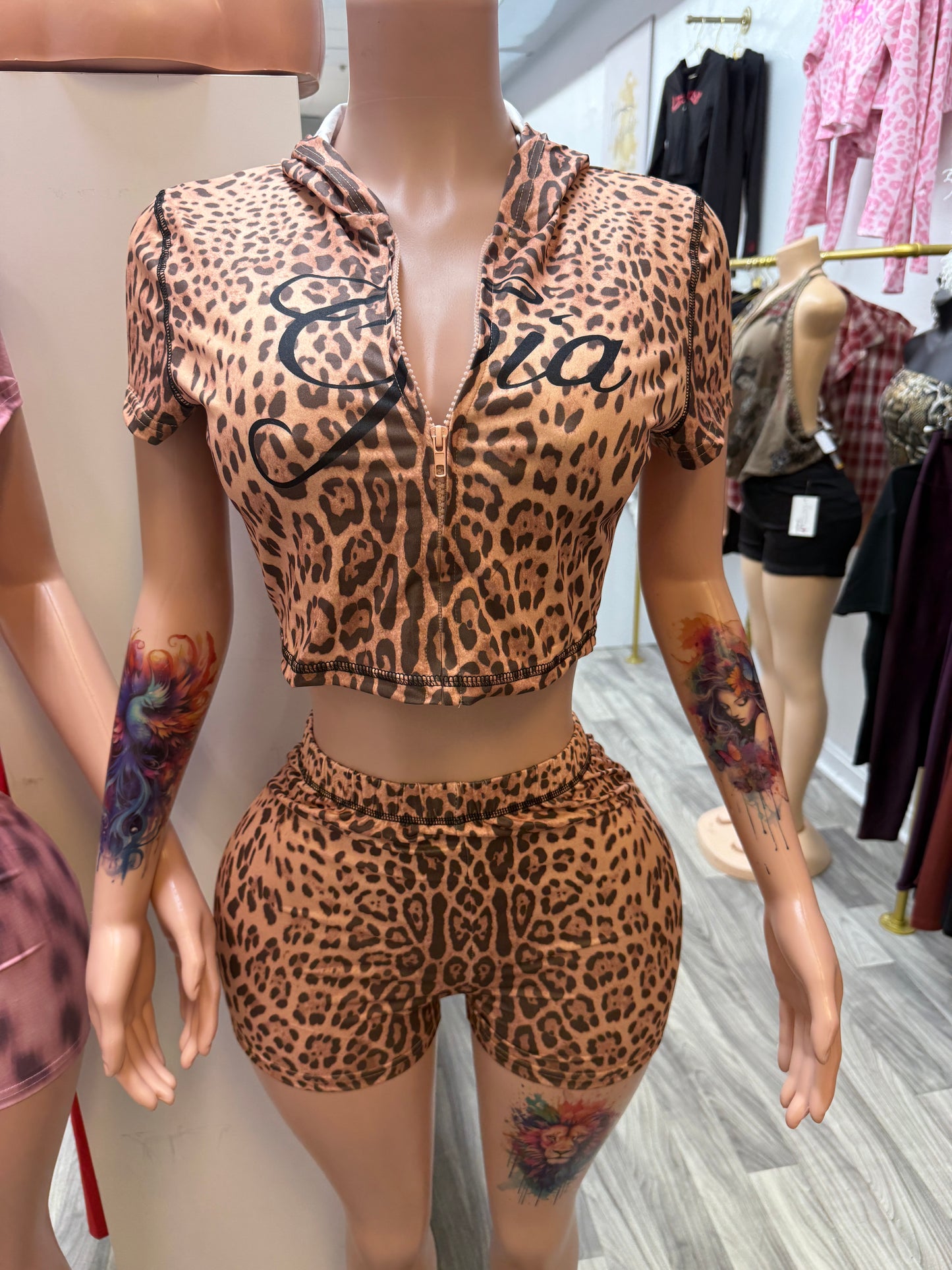 Wild Side Zip-Up Short Set – Hooded 2-Piece Outfit