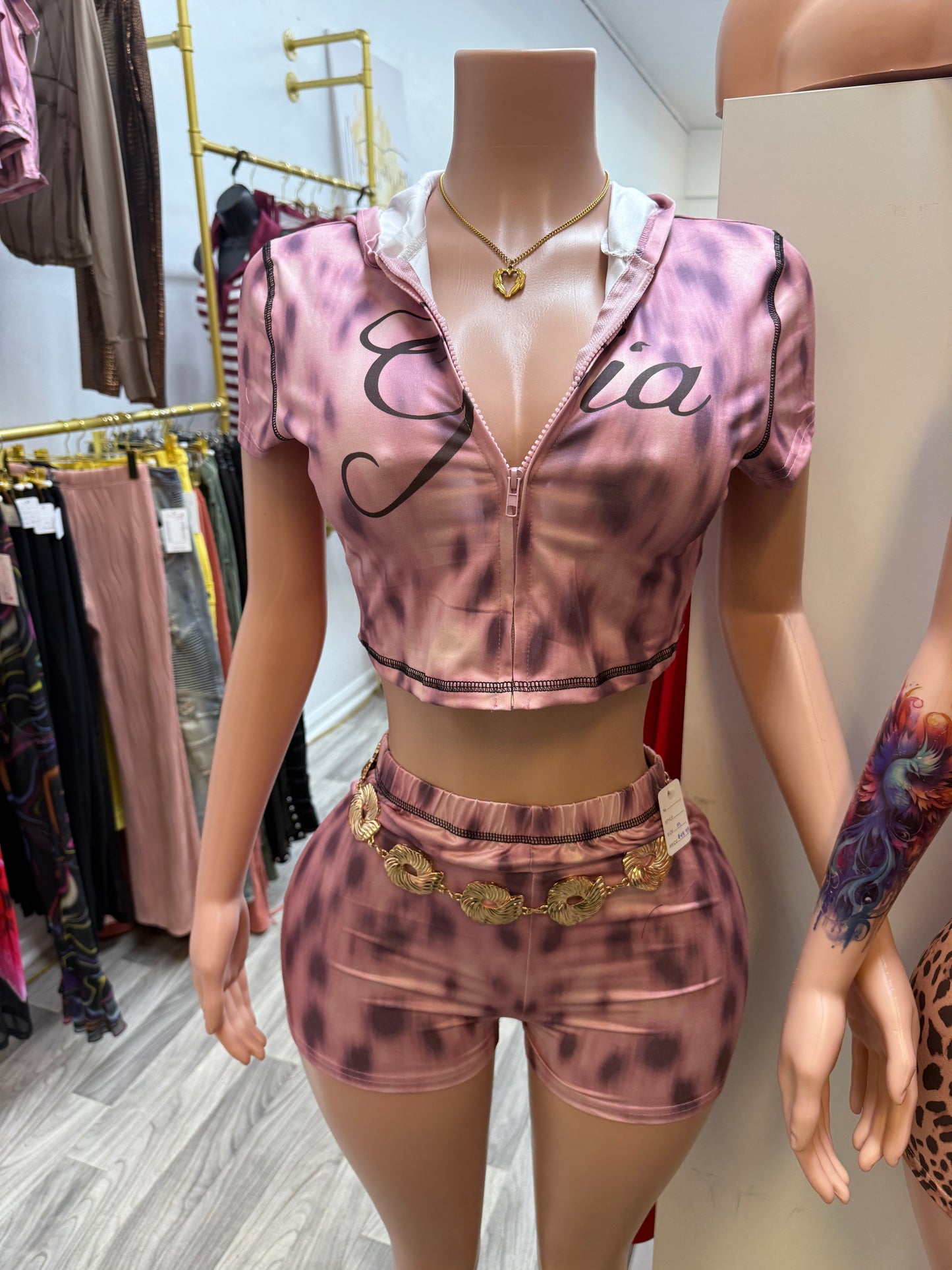 Wild Side Zip-Up Short Set – Hooded 2-Piece Outfit