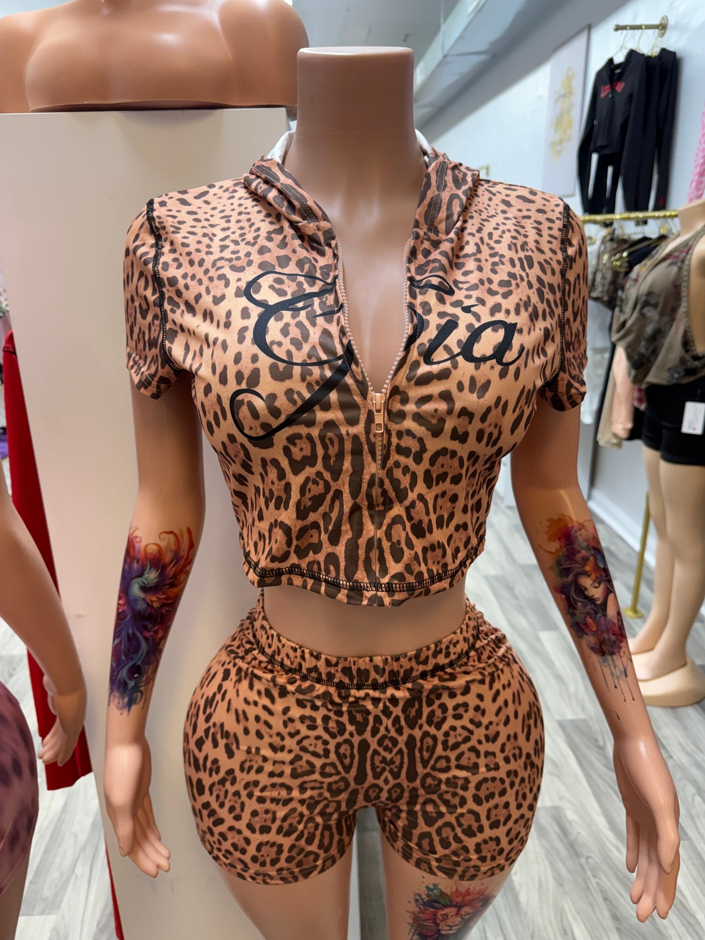 Wild Side Zip-Up Short Set – Hooded 2-Piece Outfit
