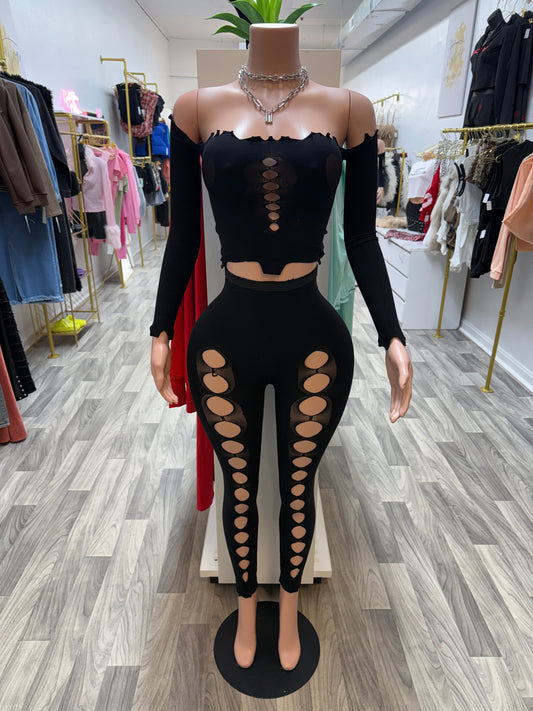 Midnight Temptation Cutout Legging Set – One Size Fits Most