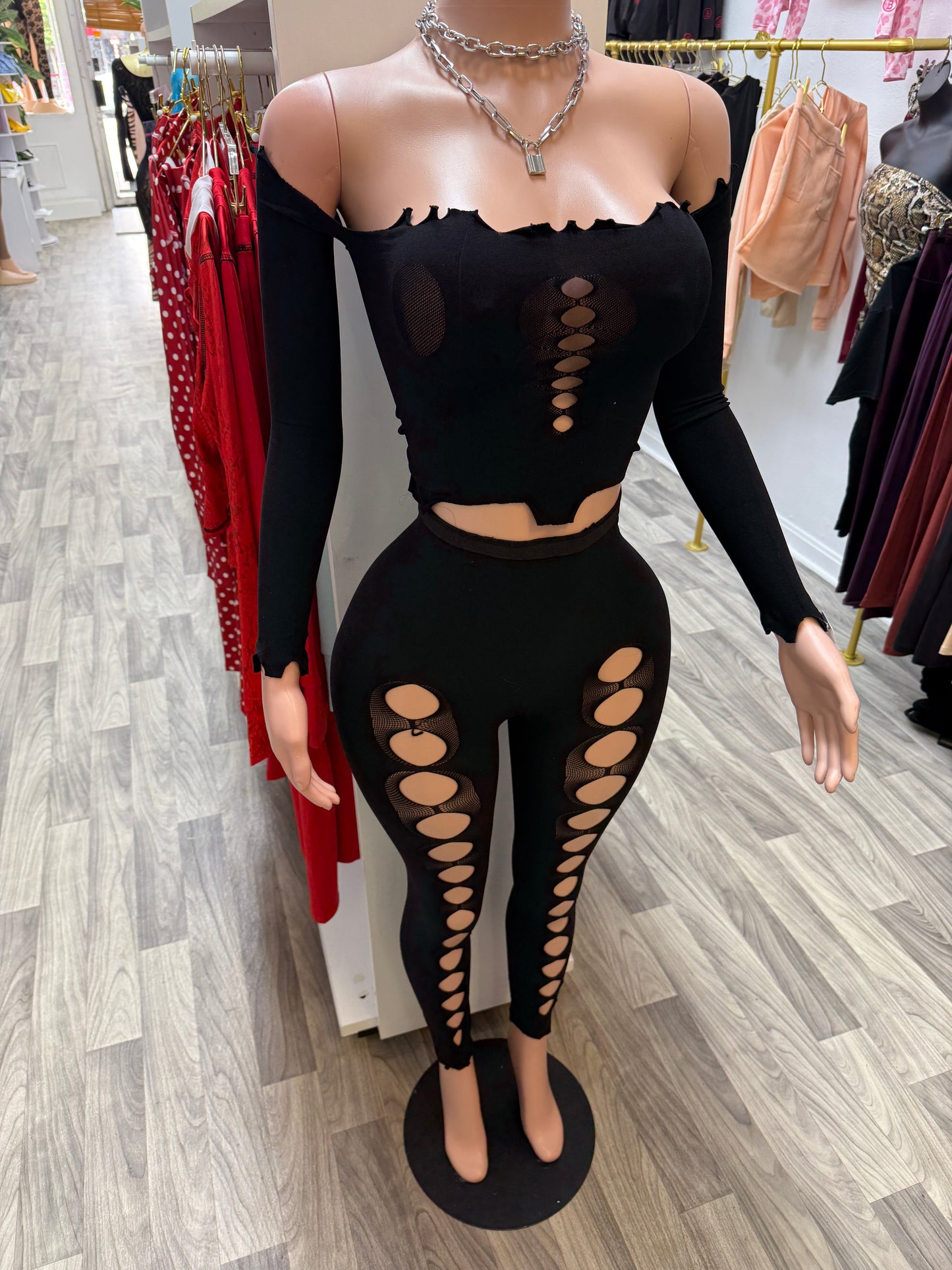 Midnight Temptation Cutout Legging Set – One Size Fits Most