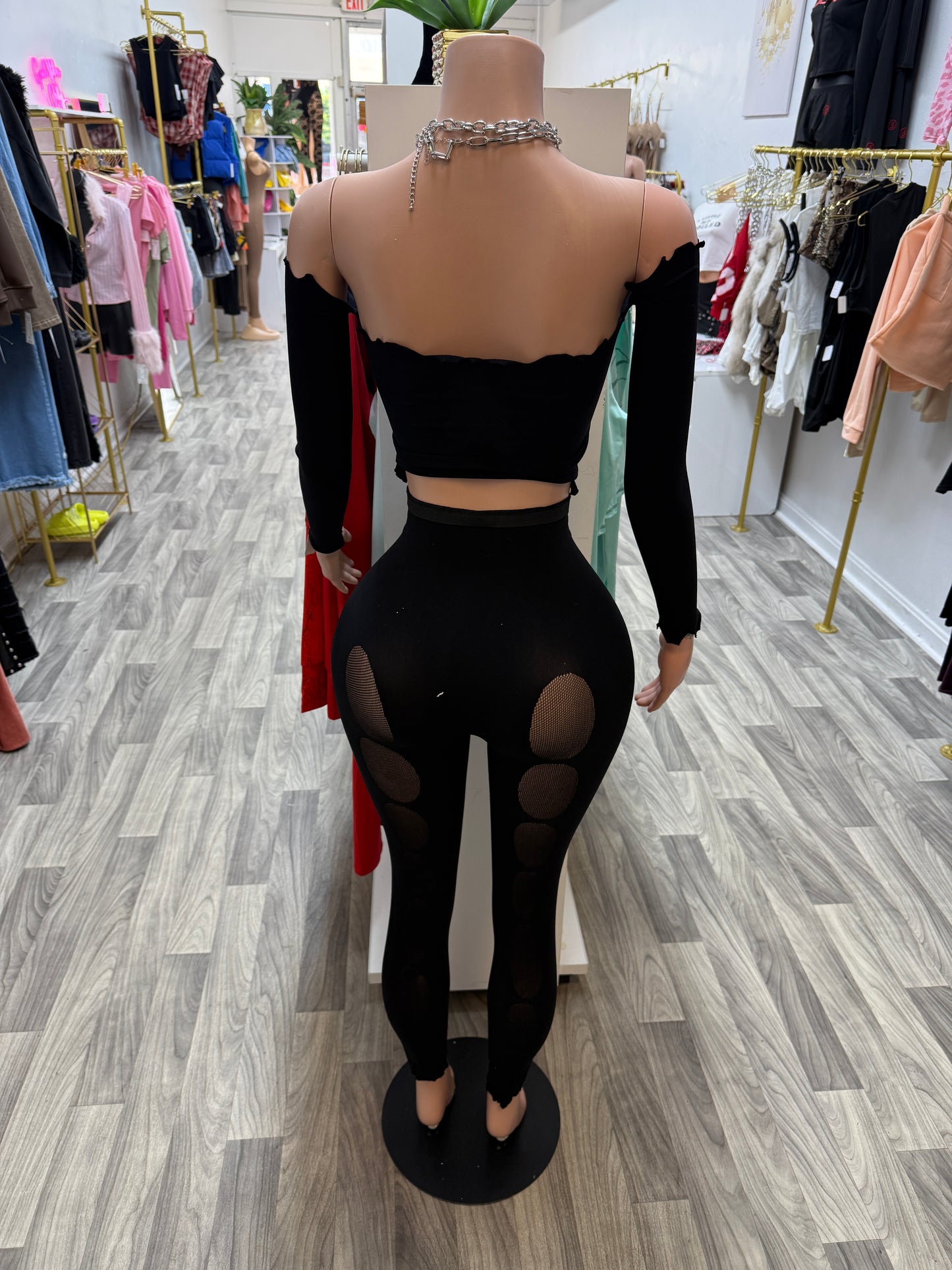 Midnight Temptation Cutout Legging Set – One Size Fits Most