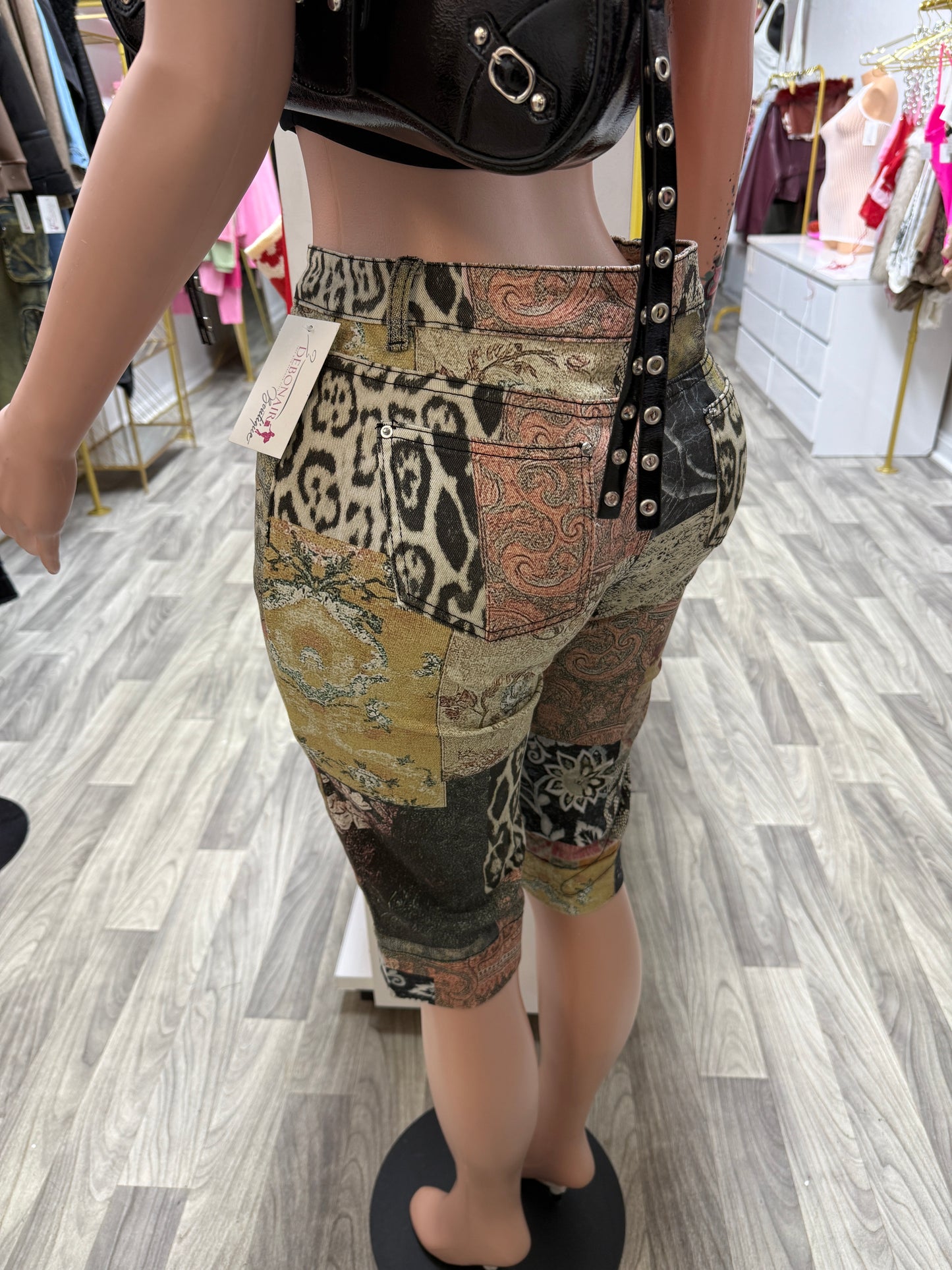 Vintage Wild Patchwork Denim Capri Pants