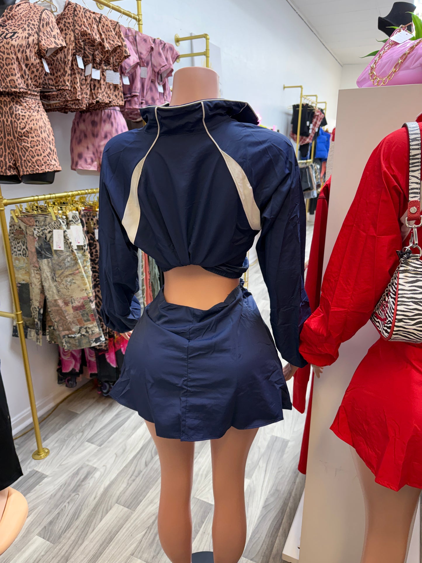 Sporty Chic Windbreaker Skort Set