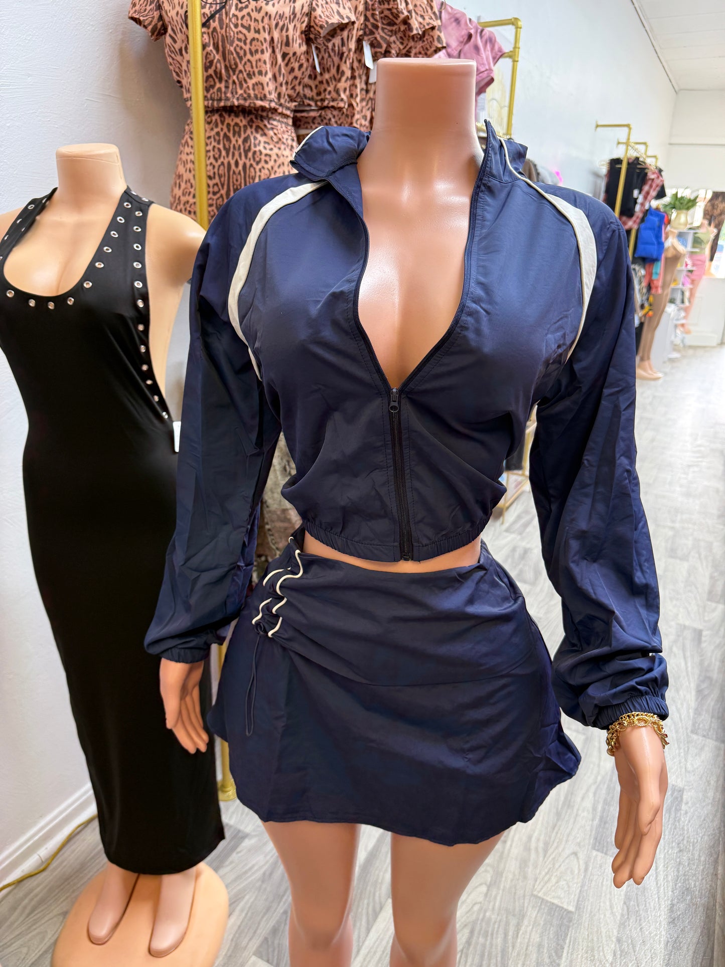 Sporty Chic Windbreaker Skort Set