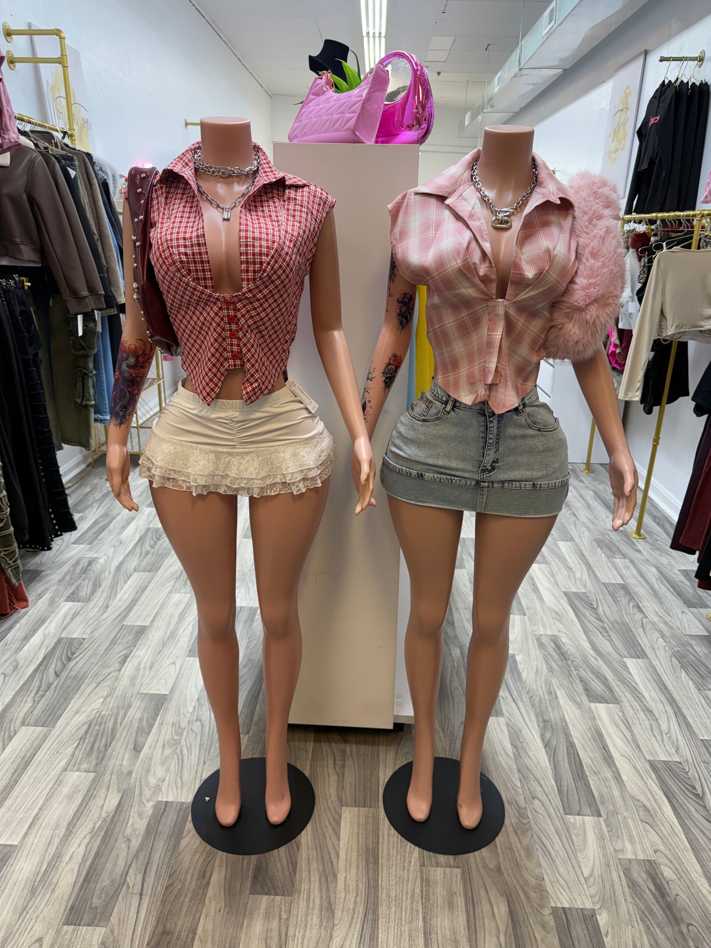 Country Baddie Plaid Corset Style Top