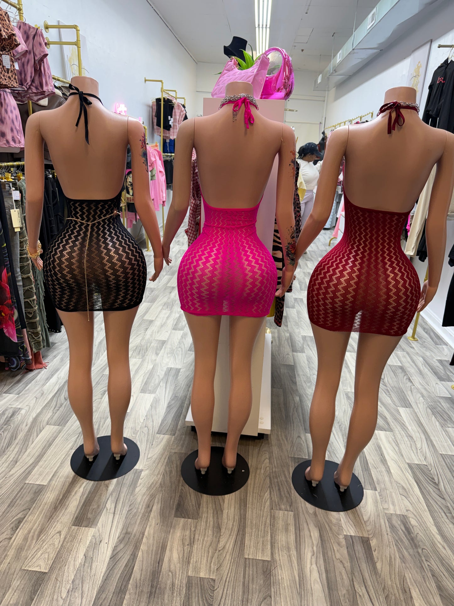 Midnight Mirage Halter Mini Dress