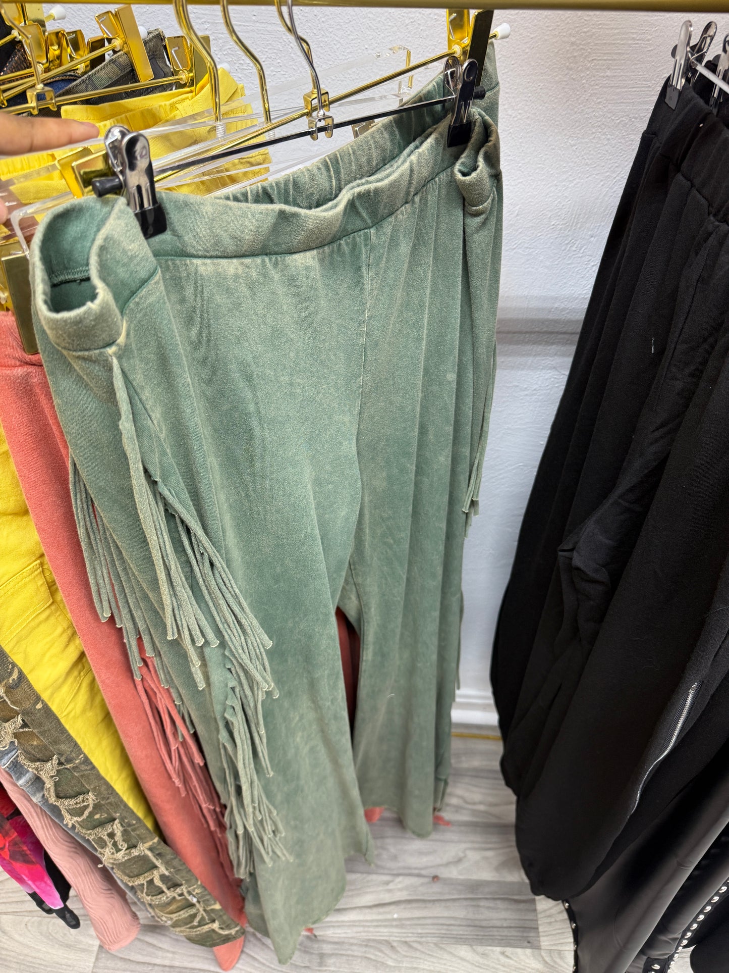 Unique Fringe Washed Pants