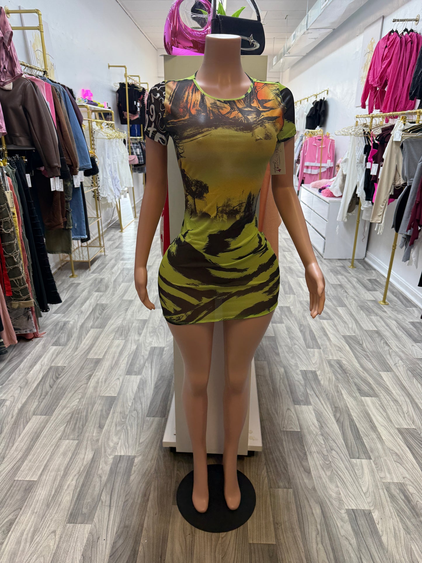Electric Jungle Bodycon Mini Dress