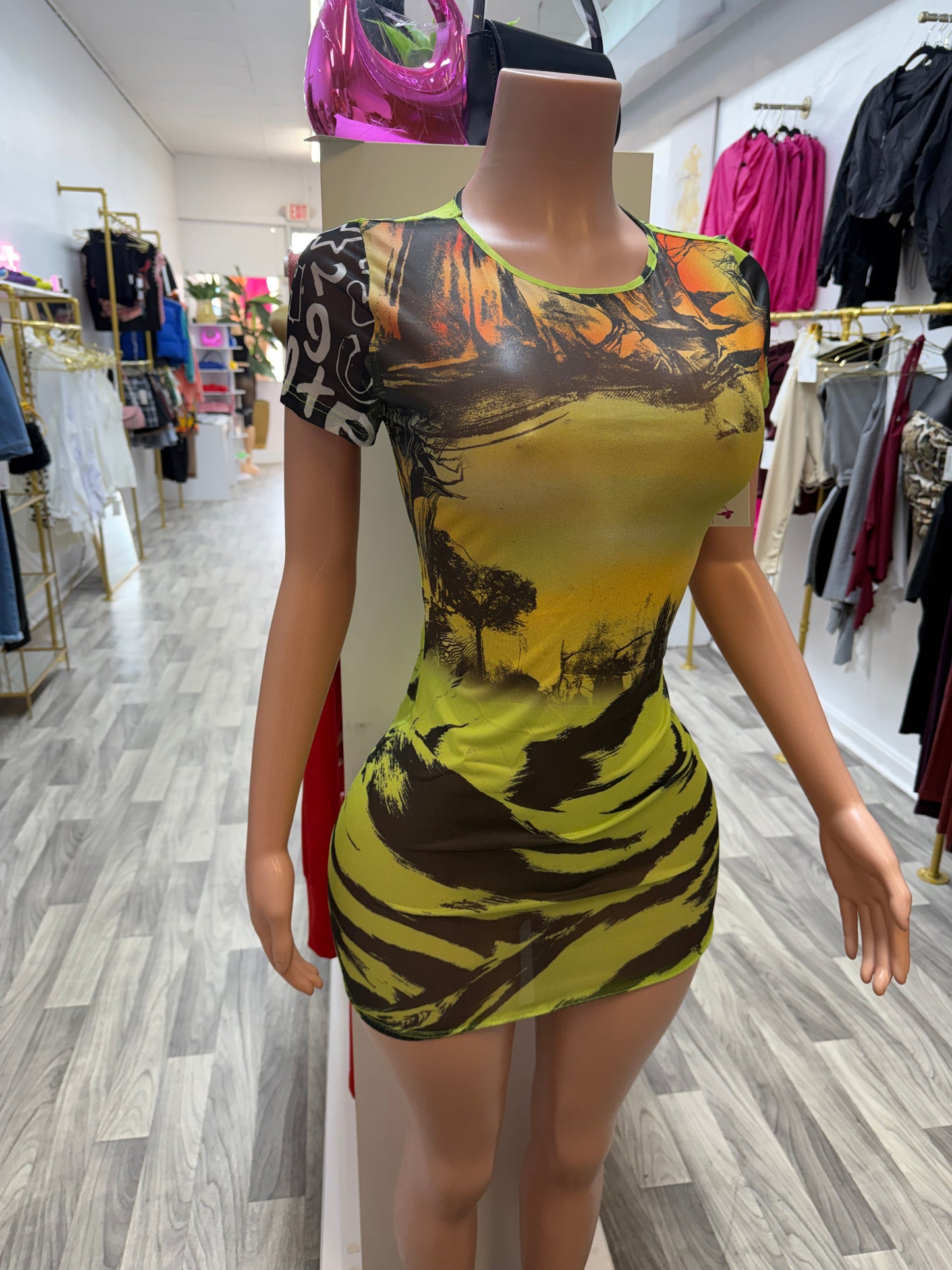 Electric Jungle Bodycon Mini Dress