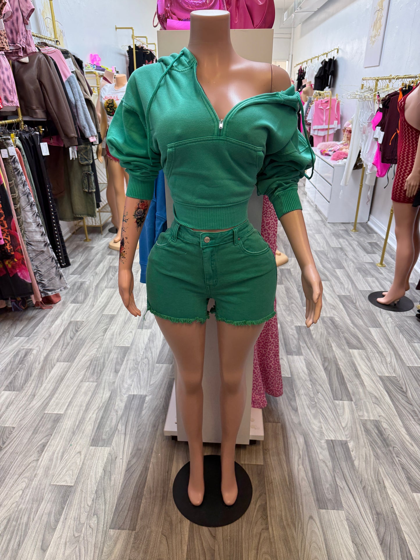 Mint To Be Denim Short Set 💚