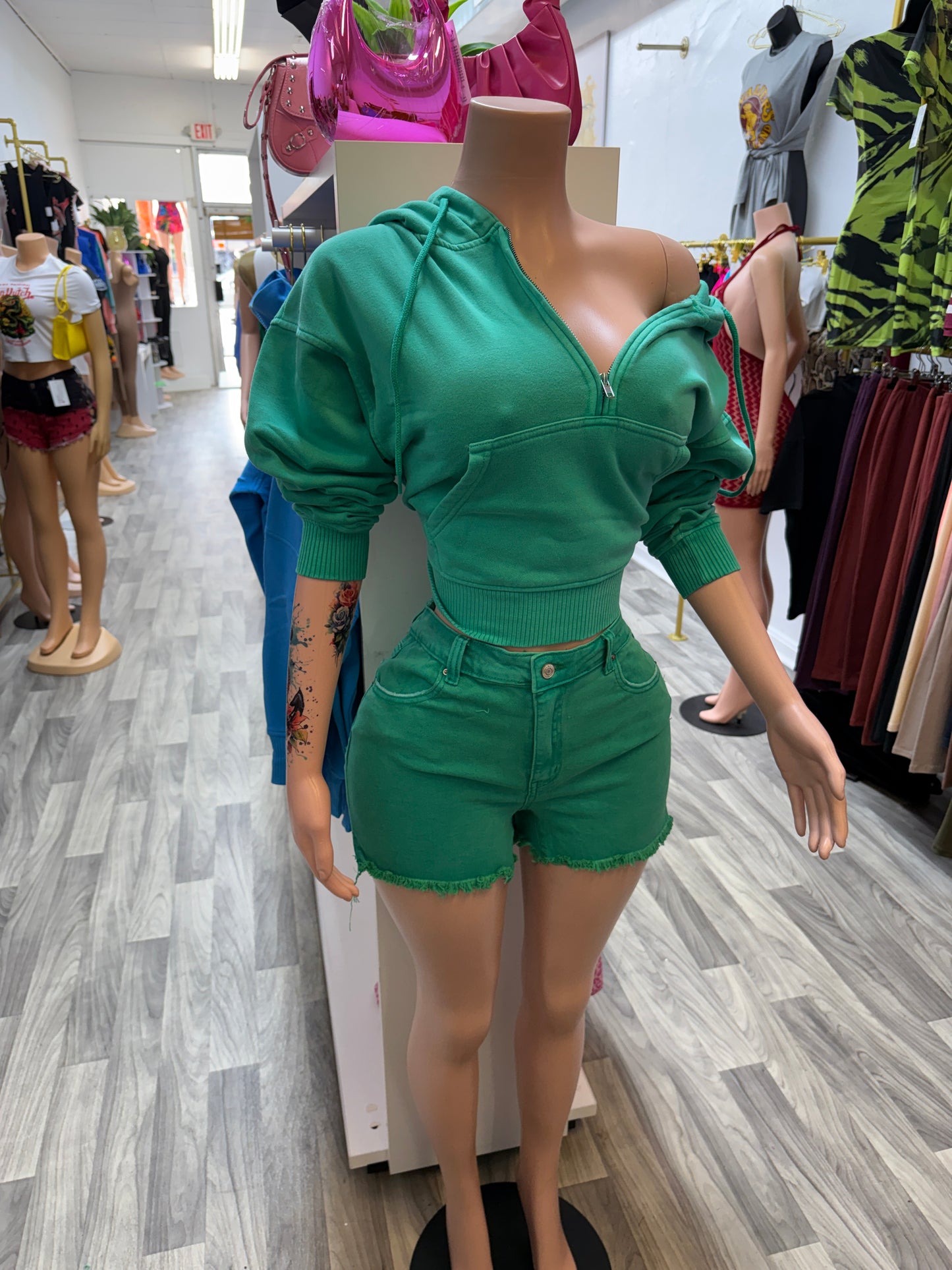 Mint To Be Denim Short Set 💚