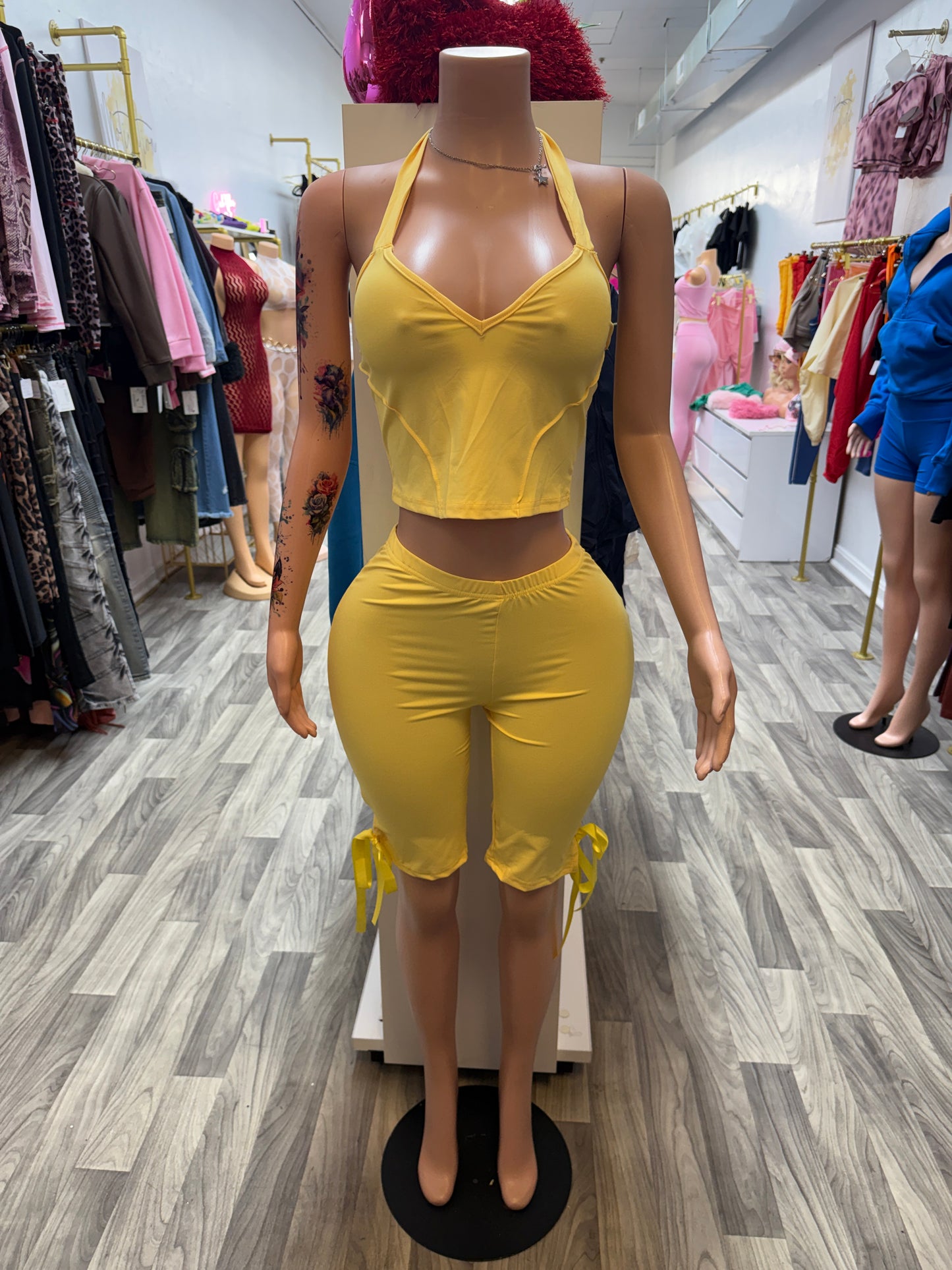 Sunshine Crush Halter Biker Short Set