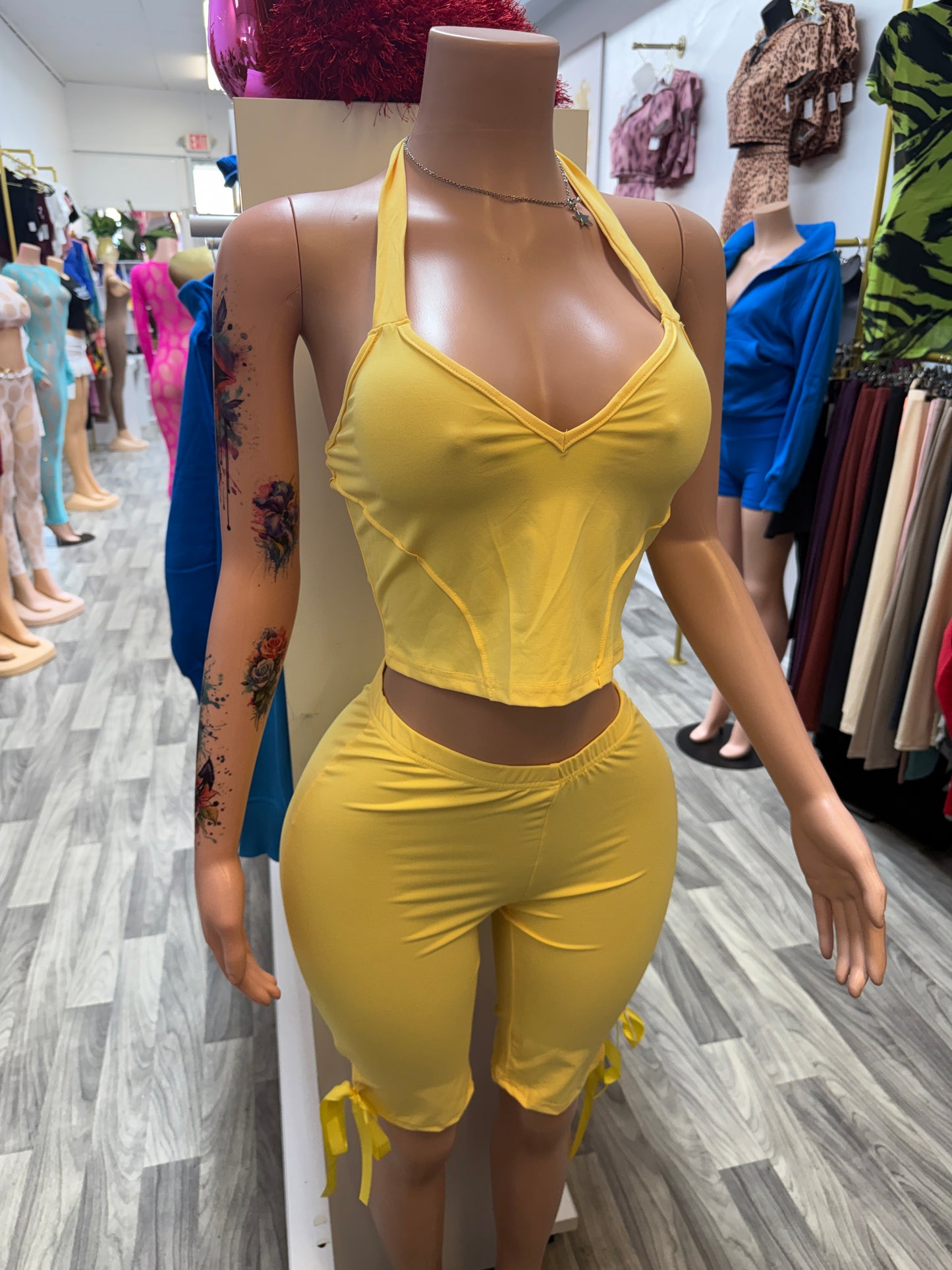 Sunshine Crush Halter Biker Short Set