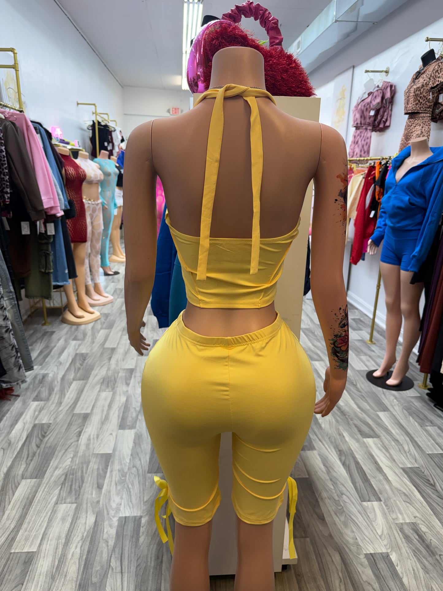 Sunshine Crush Halter Biker Short Set