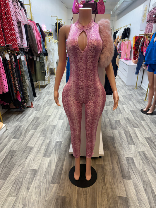 Pink Python Luxe Jumpsuit
