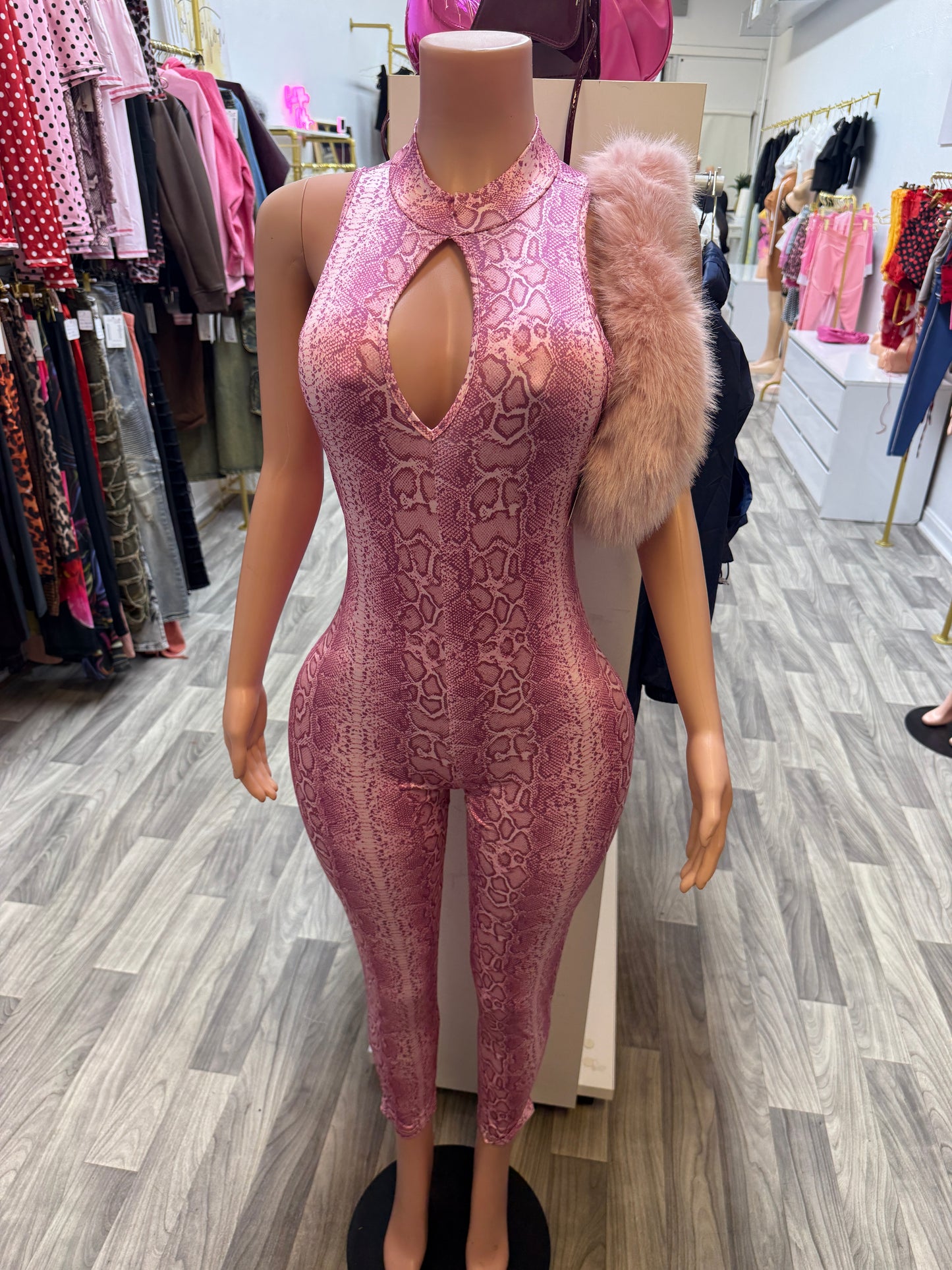 Pink Python Luxe Jumpsuit