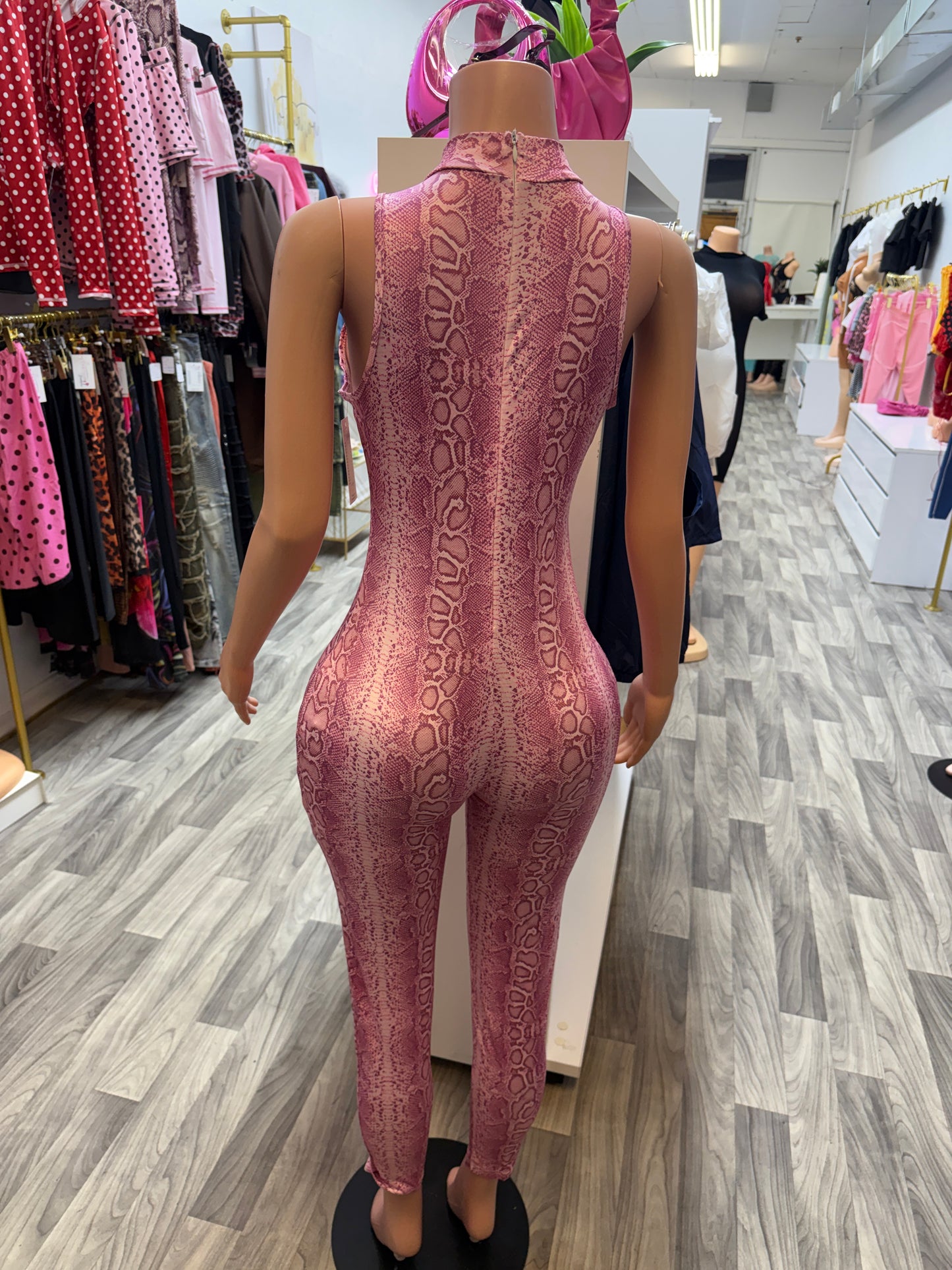 Pink Python Luxe Jumpsuit