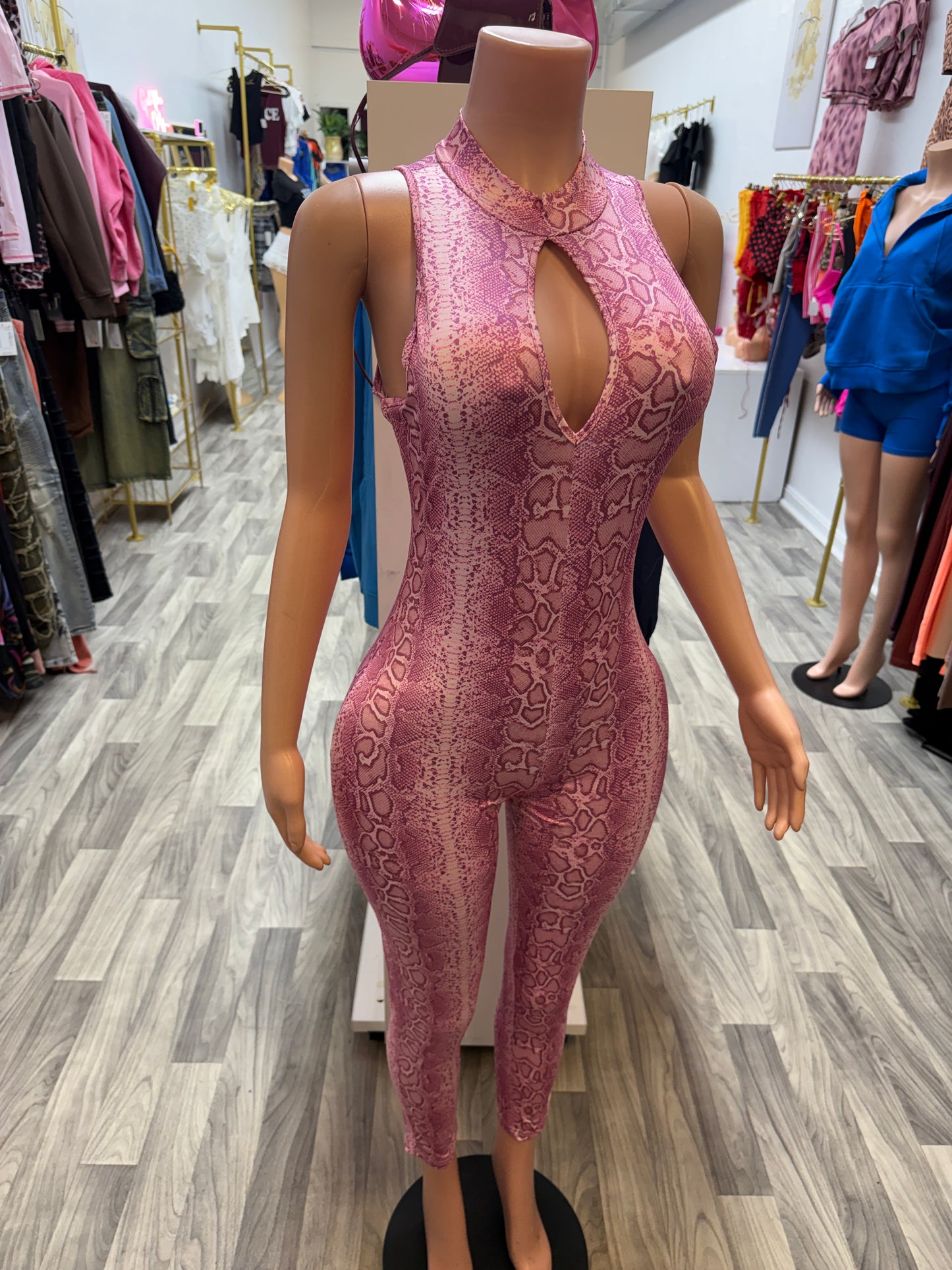 Pink Python Luxe Jumpsuit