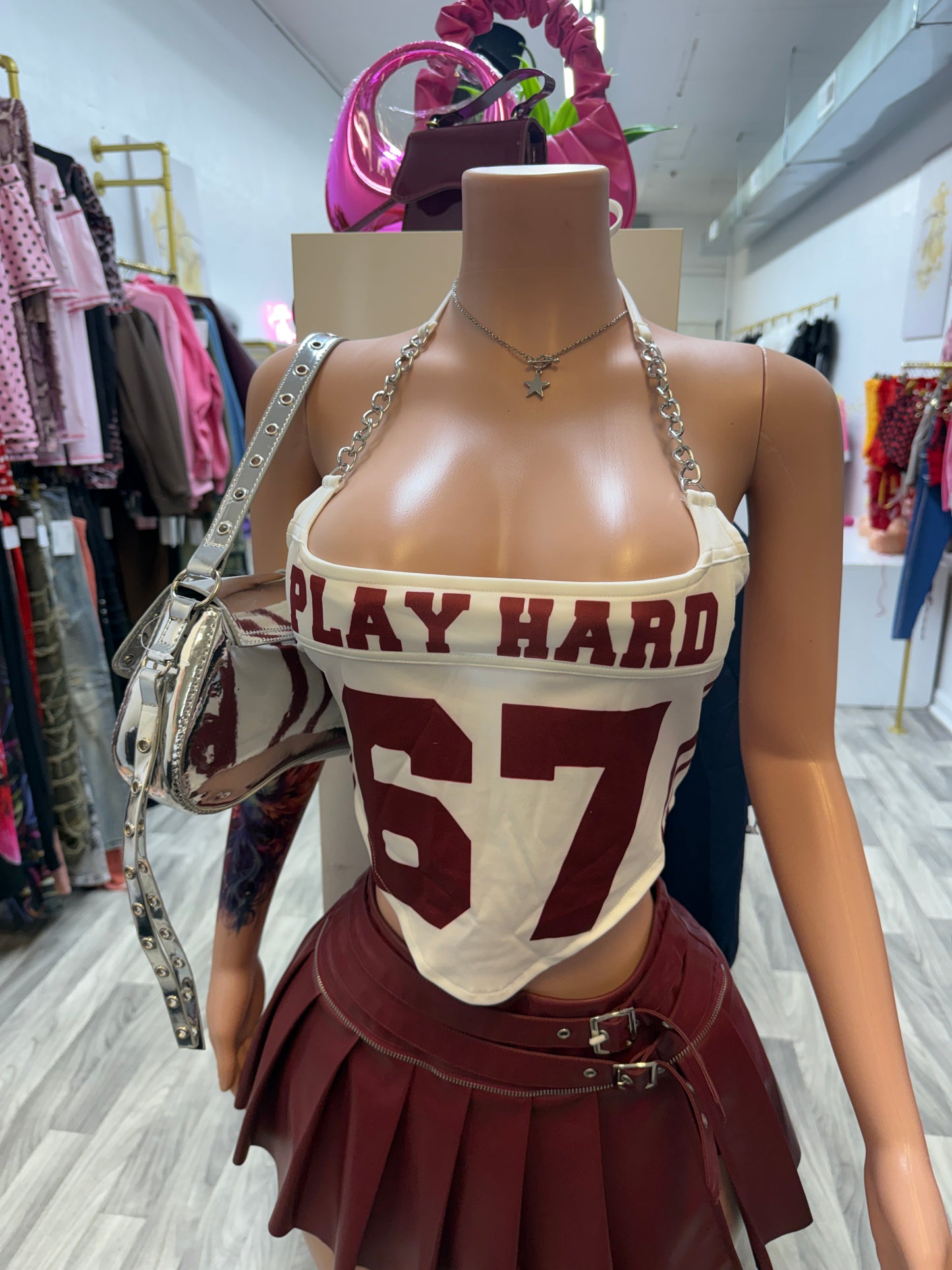 Play Hard Chain Halter Corset Top