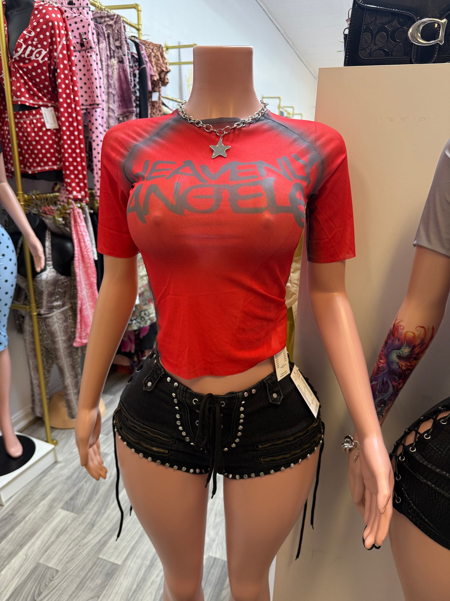 Midnight Rebel Studded Lace-Up Denim Shorts