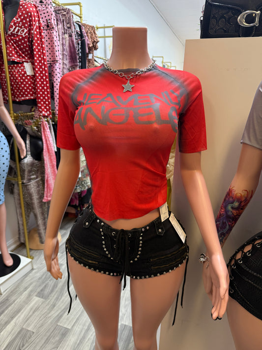 Midnight Rebel Studded Lace-Up Denim Shorts